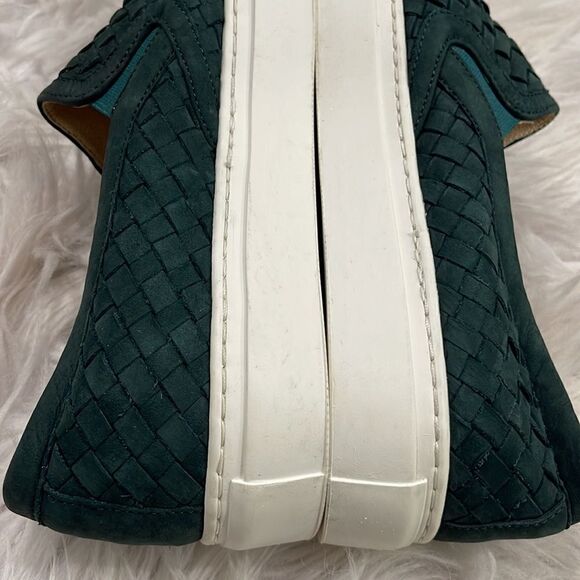 M Gemi Cercio Green Leather Basket Weave Slip On Sneaker Sz 37 1/2 - Picture 6 of 16